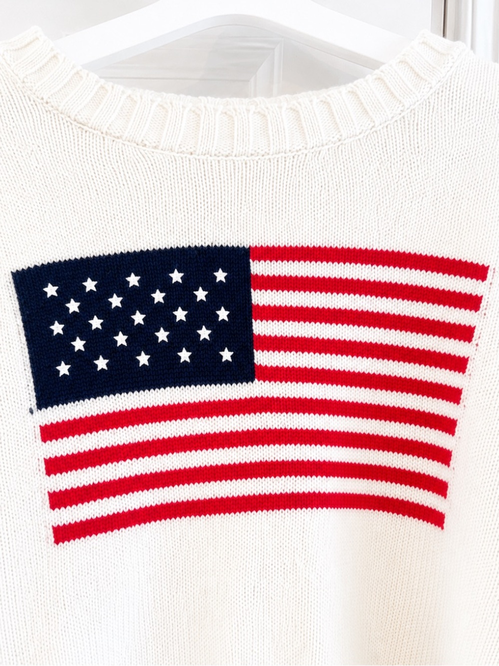 moon & madison Ivory Crewneck Sweater with Flag Motif - Picture 3 of 4